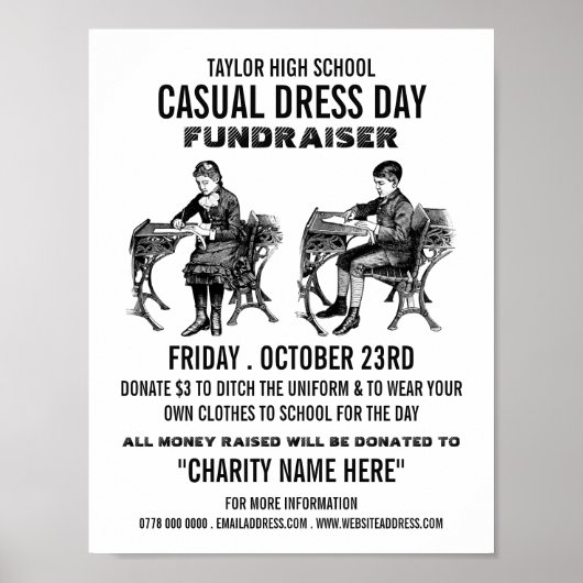  school, Casual dresdag Fundraiser Advert Poster (Voorkant)