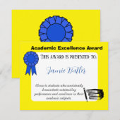 School Certificate Award Academic Teacher Informatiekaartje (Voorkant / Achterkant)