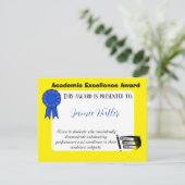 School Certificate Award Academic Teacher Informatiekaartje (Staand voorkant)