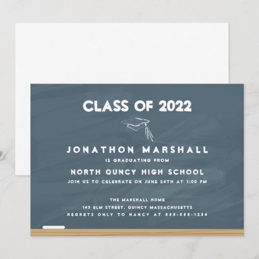 School Chalkboard Afstuderen aankondiging (Voorkant / Achterkant)