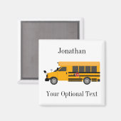 School Children Bus Square Magnet (Voorkant / Achterkant)
