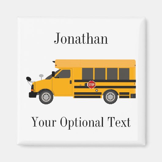 School Children Bus Square Magnet (Voorkant)