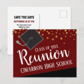 School Class Reunion Faux Gold Confetti Aankondigingskaart (Voorkant / Achterkant)