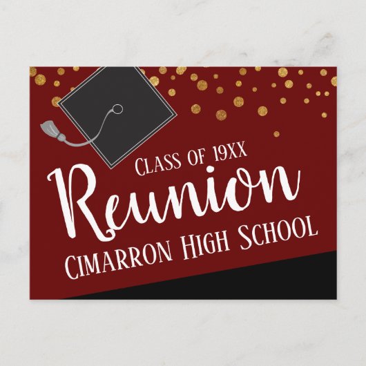 School Class Reunion Faux Gold Confetti Aankondigingskaart (Voorkant)