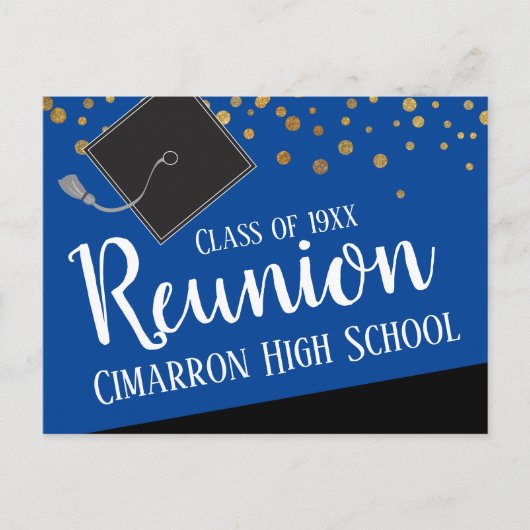 School Class Reunion Faux Gold Confetti Aankondigingskaart (Voorkant)