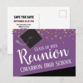 School Class Reunion Faux Gold Confetti Announceme Aankondigingskaart (Voorkant / Achterkant)