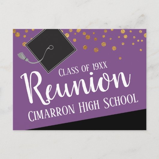School Class Reunion Faux Gold Confetti Announceme Aankondigingskaart (Voorkant)