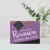 School Class Reunion Faux Gold Confetti Announceme Aankondigingskaart (Staand voorkant)