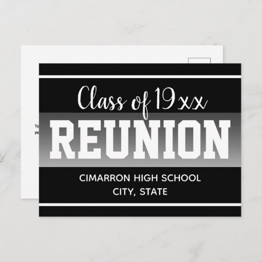 School Class Reunion Save the Date Black Aankondigingskaart (Voorkant / Achterkant)