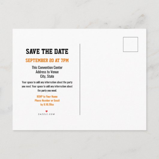 School Class Reunion Save the Date Sinaasappel Aankondigingskaart (Achterkant)