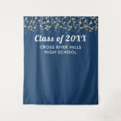 School Class Year Foto Achtergrond Blauw Wit Wandkleed (Voorkant)