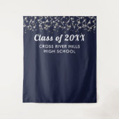 School Class Year Foto Achtergrond Marine Blauw Zi Wandkleed (Voorkant)