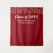 School Class Year Foto Achtergrond Rood Goud Wit Wandkleed (Voorkant)