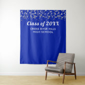 School Class Year Foto Achtergrond Royal Blue Zilv Wandkleed (In situ)