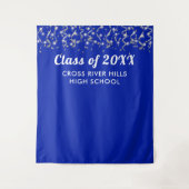 School Class Year Foto Achtergrond Royal Blue Zilv Wandkleed (Voorkant)