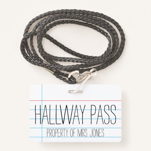 School Classroom Teacher - Hal Pass Badge (Voorkant met draagriem)