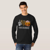 School Clinic Worker Peace Love Pumpkin  Halloween T-shirt (Voorkant volledig)