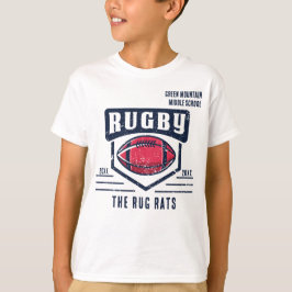 School Club Team League Naam Jaar Rugby T-shirt