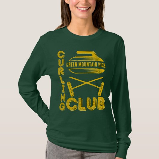 School Club Team Naam Curling T-shirt (Voorkant)