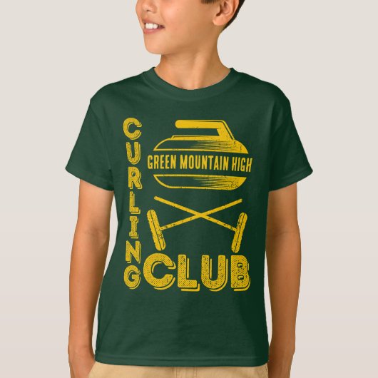 School Club Team Naam Curling T-shirt (Voorkant)