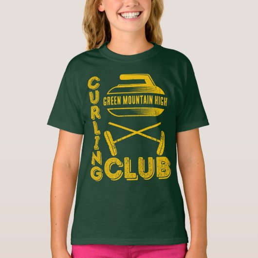 School Club Team Naam Curling T-shirt (Voorkant)