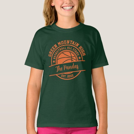 School Club Team Naam Nummer Basketbal T-shirt (Voorkant)