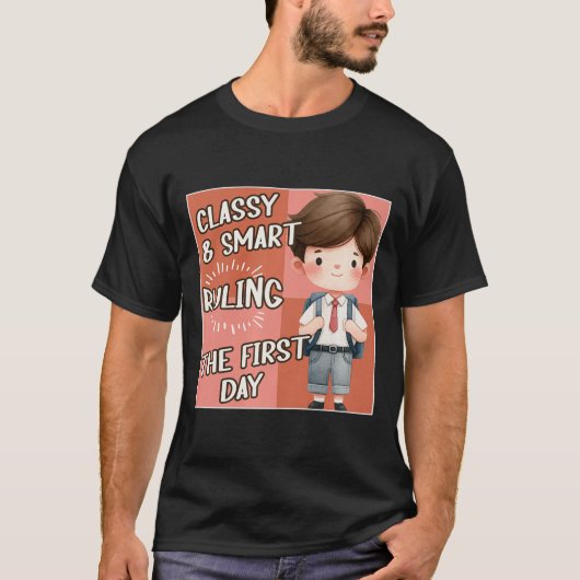 School Cly Smart Regel De Eerste Dag Kindergarten T-shirt (Voorkant)