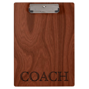 School Coach Gift Classy Mahogany Wood Kijk Klembord