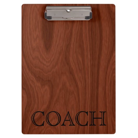 School Coach Gift | Classy Mahogany Wood Kijk Klembord (Voorkant)