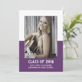 School Color Block Afstuderen Invite | PAARSE Kaart (Staand voorkant)