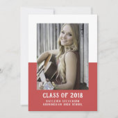 School Color Block Afstuderen Invite | Rood Kaart (Voorkant)