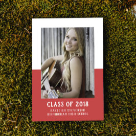 School Color Block Afstuderen Invite | Rood Kaart