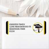 School Colors Black en Gold Afstuderen Etiket (Insitu)