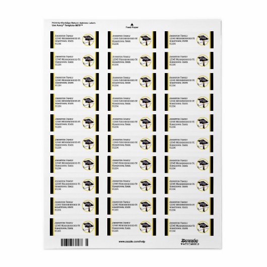 School Colors Black en Gold Afstuderen Etiket (Full Sheet)