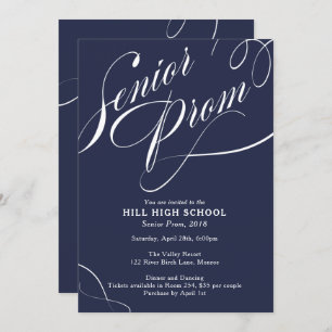 School Colors Fancy Script Prom Invitation Kaart