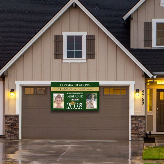 School Colors Green en Gold Afstuderen Spandoek