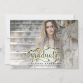 School Colors Green Gold Photo Afstuderen Aankondiging (Voorkant)