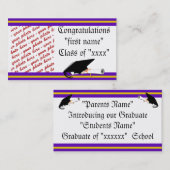 School Colors Paars en Gold Afstuderen Lijst Contactkaartje (Voorkant / Achterkant)