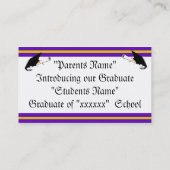 School Colors Paars en Gold Afstuderen Lijst Contactkaartje (Achterkant)