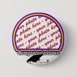 School Colors Paars en Gold Afstuderen Lijst Ronde Button 5,7 Cm