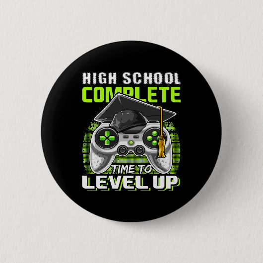 School Compleet Videogame Senior Afstuderen Gift Ronde Button 5,7 Cm (Voorkant)