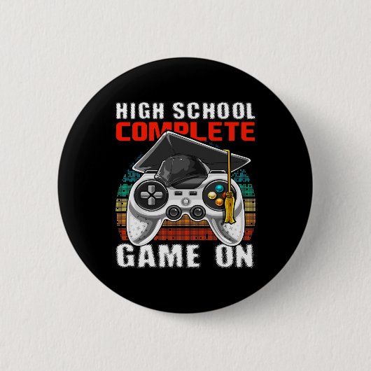 School Compleet Videogame Senior Afstuderen Gift Ronde Button 5,7 Cm (Voorkant)