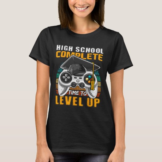 School Compleet Videogame Senior Afstuderen Gift T-shirt (Voorkant)