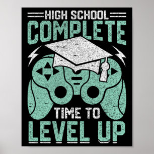 School Complete tijd om niveau omhoog videospel gr Poster