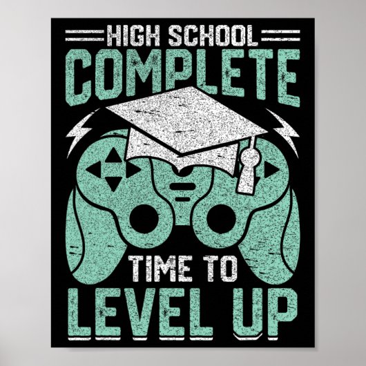School Complete tijd om niveau omhoog videospel gr Poster (Voorkant)