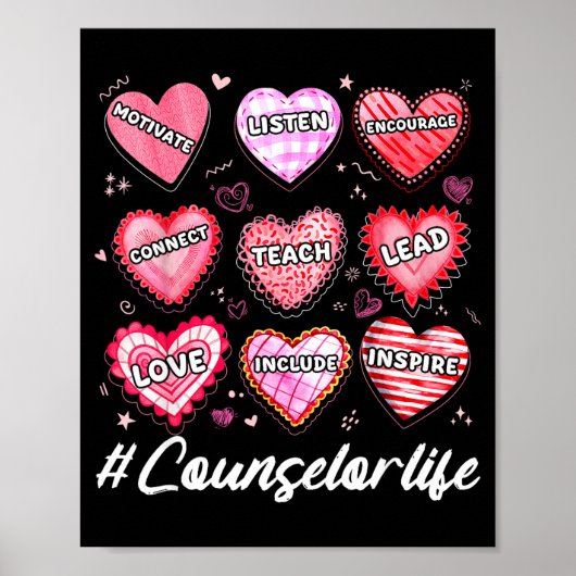 School Counseling Counselor Life Hearts School Val Poster (Voorkant)