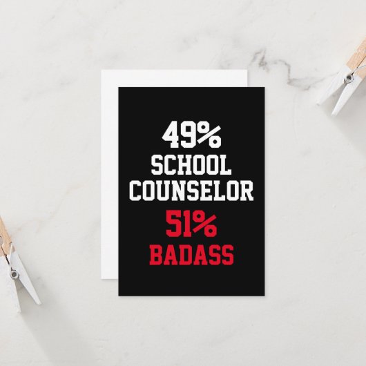School Counselor Badass Kaart (Voorkant / Achterkant in situ)