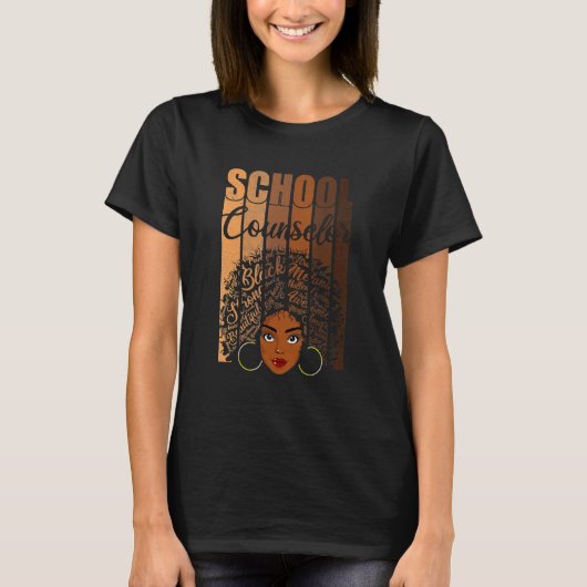 School Counselor Black History Kleding Afro Melani T-shirt (Voorkant)
