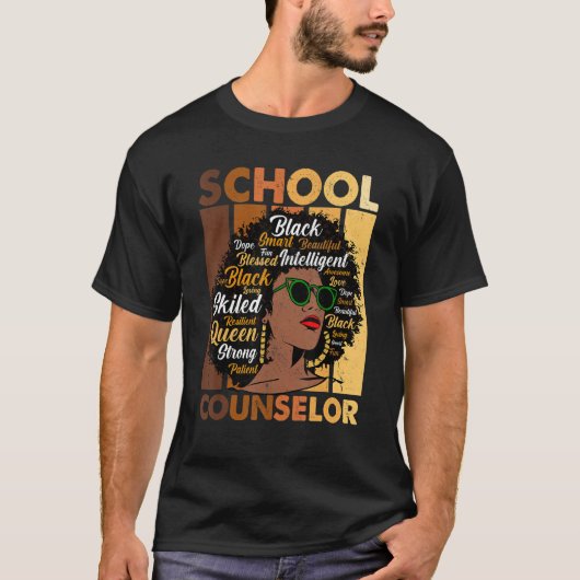 School Counselor Black History Month Afro Melanin  T-shirt (Voorkant)