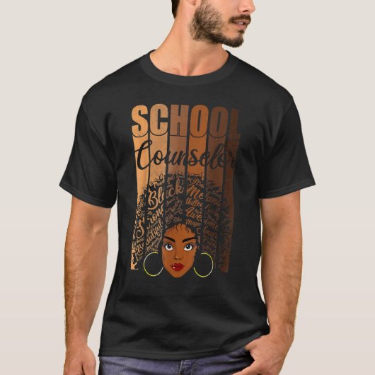 School Counselor Black History Queen Melanin Afric T-shirt (Voorkant)